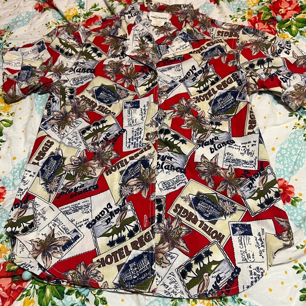 Erin London M Button Up Art Wear Vintage